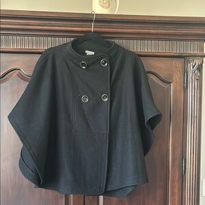 Ann Taylor Black Double-Breasted wool Women's cape